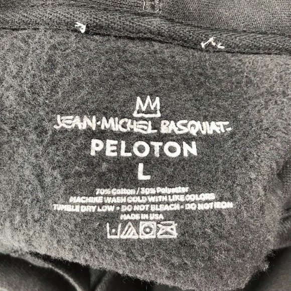 Rare! PELOTON x Jean Michel Basquiat Cassius Clay Men's LARGE Black Hoodie - Picture 8 of 16